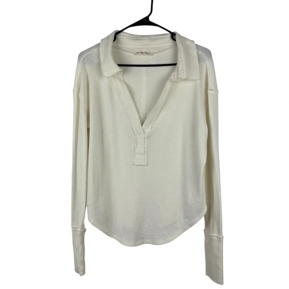 We the Free V-neck Collared Waffle Top - Picture 3 of 12